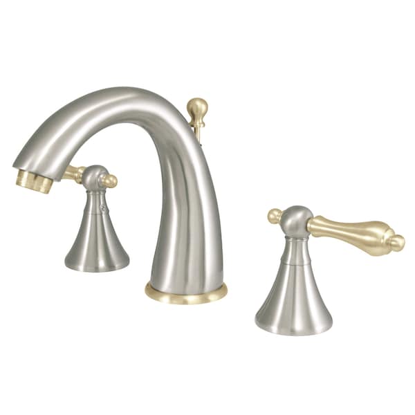 8" Widespread Bathroom Fct, Brushed Nickel/Polished Brass
